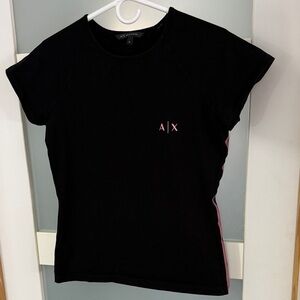A/X Armani Exchange Black Short Sleeve Tee with Pink Trim